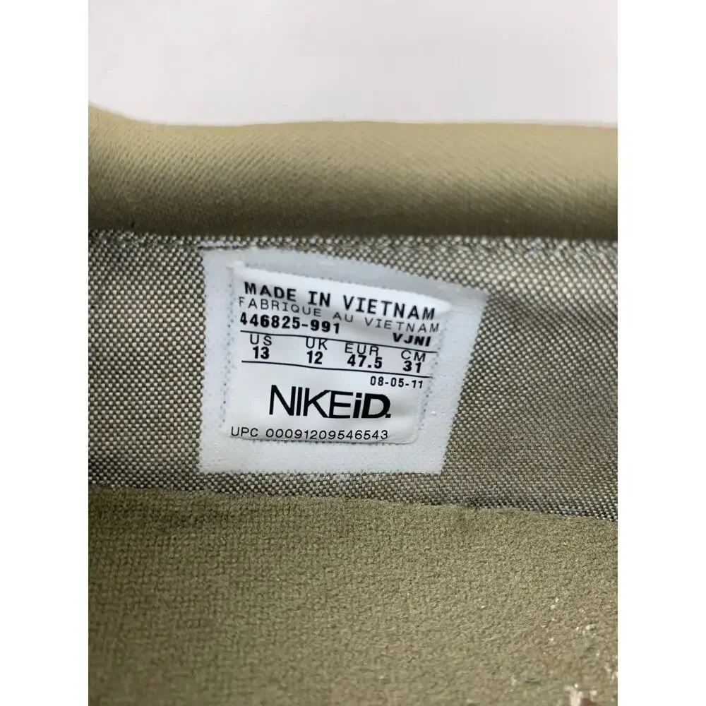 Nike ID SB 6.0 Sneakers Low Green Cream Canvas Skate Shoes 446825-991 Men's 13